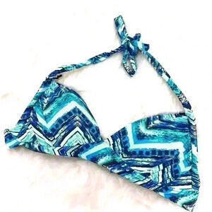 Heat Swim Blue Graphic Print Bikini Top